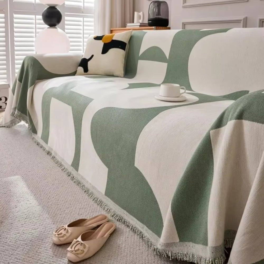 Vionara - Housse de canapé en chenille texturée à motif jacquard bohème | Vionara