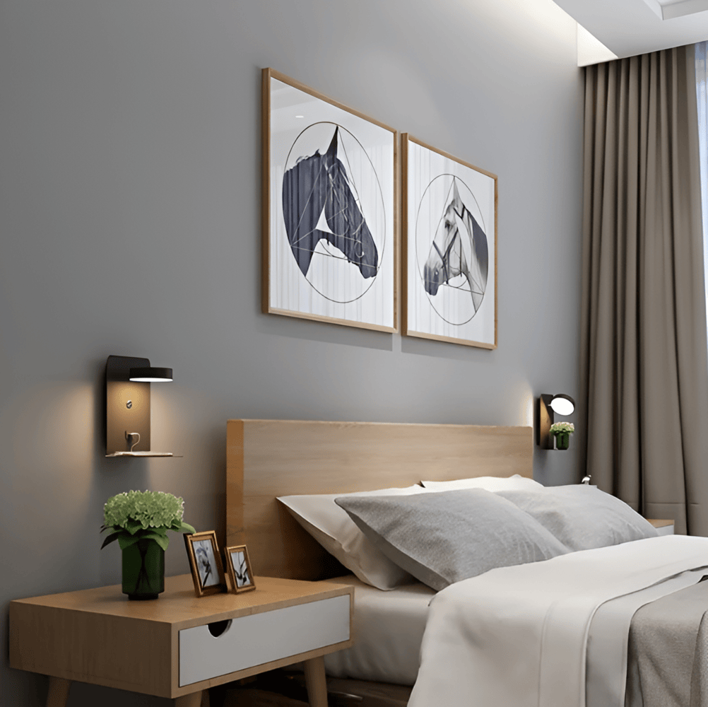 Vionara - Applique murale LED en aluminium avec étagère et port USB | Vionara