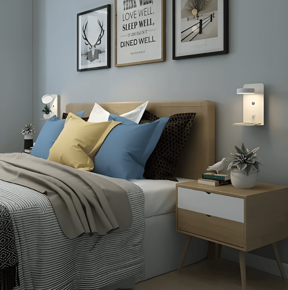 Vionara - Applique murale LED en aluminium avec étagère et port USB | Vionara