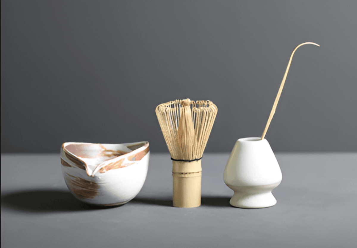 Vionara - Service à matcha japonais en céramique et bambou – 4 pièces