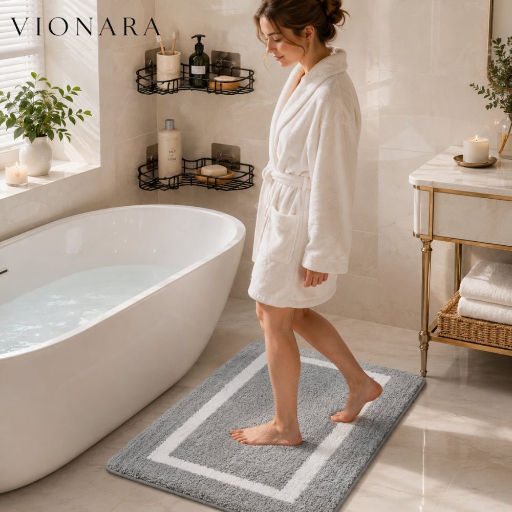 Vionara - Tapis de bain antidérapant à bordure moderne | Vionara