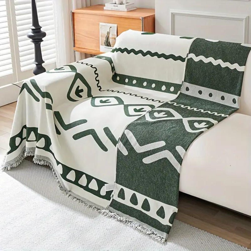 Vionara - Housse de canapé réversible en chenille – Motif bohème texturé | Vionara
