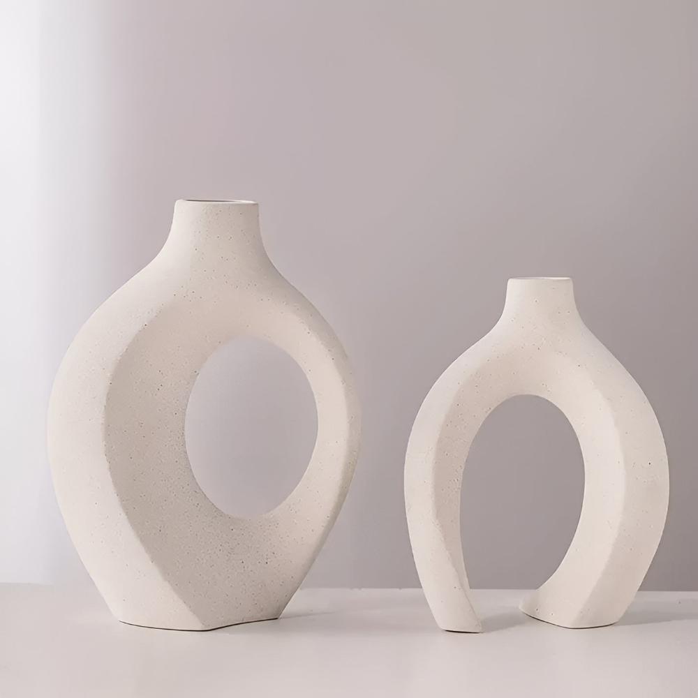 Vionara - Duo de vases en céramique mate, formes abstraites entrelacées