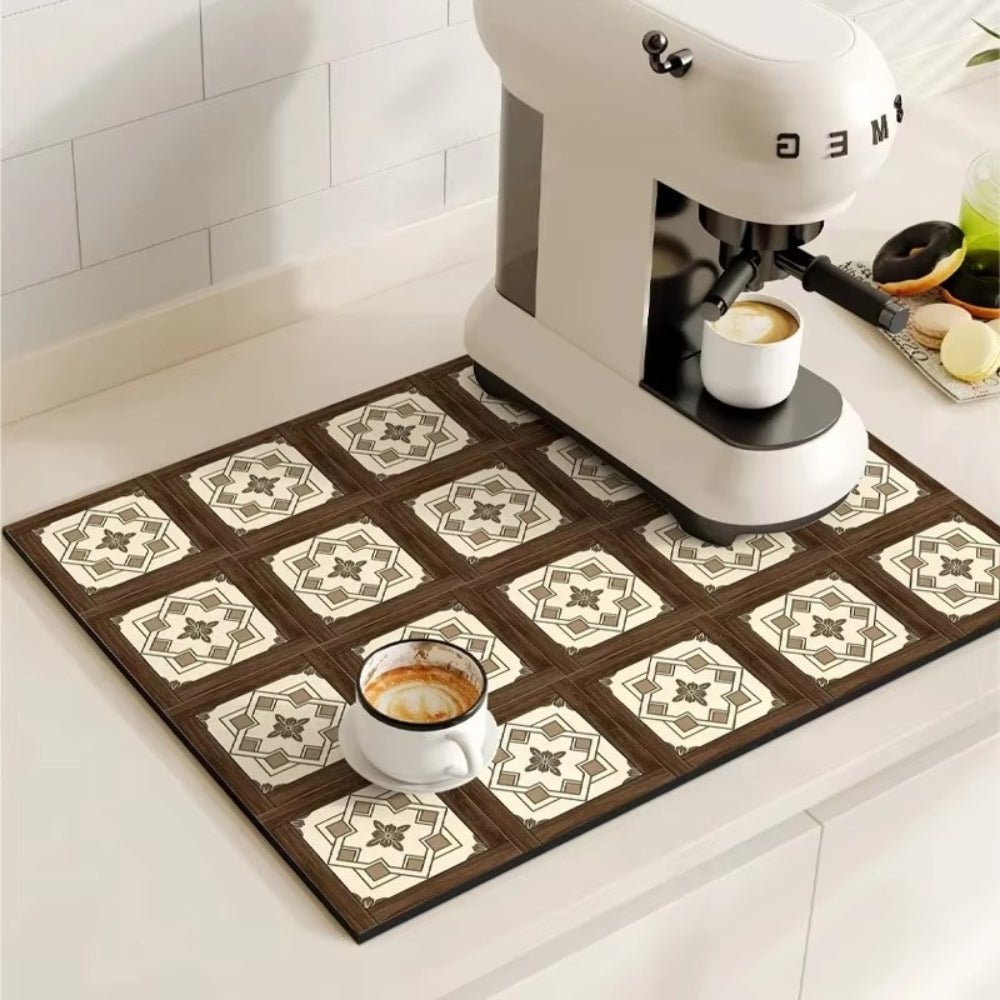 Vionara - Tapis absorbant antidérapant à motif carreaux rétro pour café ou évier