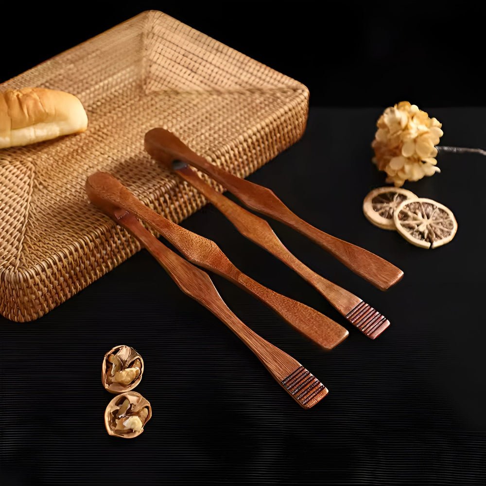 Vionara - Pinces de cuisine en bois naturel, finition résistante à la chaleur